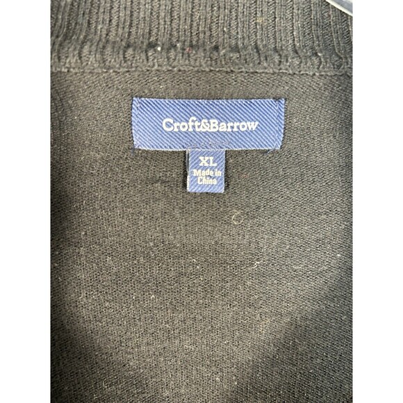 Croft & Barrow Men's Black Knitted Long Sleeve 1/4 Zip Pullover Sweater Sz XL - Picture 9 of 10